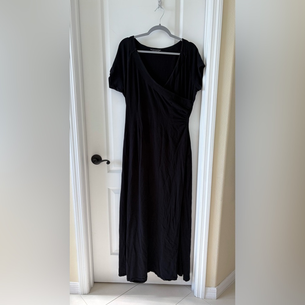 Soft Surroundings Black Maxi Dress Tall Large Wrap Bodice Short Sleeve